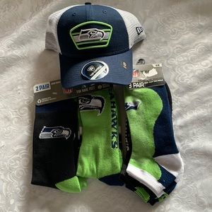 Seattle Seahawks socks and hat